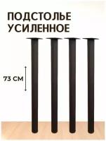 Опора для стола лофт негулируемая, круглая металлическая ножка 730х51х51 мм, черная шагрень - 4 шт