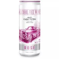 Вино 100% натуральное, безалкогольное «CASA PETRU Розе» розовое полусладкое, игристое (газированное), банка 0.250л., Молдавия