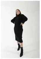 Платье SL Russian Brand, повседневное, макси, вязаное, размер 46-48, черный