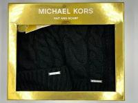 Сет Michael Kors OS черный шапка и шарф вязаные узором 