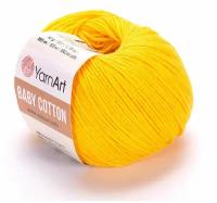 Пряжа для вязания YarnArt Baby Cotton (Бэби Коттон) - 1 моток 432 желтый, для детских вещей и амигуруми, 50% хлопок, 50% акрил, 165 м/50 г