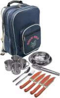 Рюкзак для пикника с посудой на 4 персоны, набор туристической посуды, походный рюкзак, 26 предметов