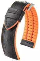 Ремешок 09276280-50-2-22 Черный оранжевый кожаный каучуковый ремень 22 мм хирш для часов наручных каучук подкладка ANDY из