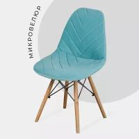 Чехол на стул со спинкой Eames DSW из микровелюра, 40х46см, бирюзовый