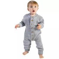 Комбинезон детский Amarobaby Pure Love Wool полушерстяной, вязаный, серый, размер 62