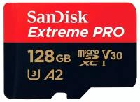 Карта памяти SanDisk microSDXC 128 ГБ Class 10, V30, A2, UHS Class 3, R/W 170/90 МБ/с, адаптер на SD, красный/черный