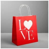 Дарите Счастье Пакет подарочный крафт «LOVE», 22 х 25 х 12 см