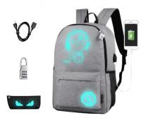Рюкзак светящийся в темноте для ноутбука, для школы Music Boy, с USB-портом, пеналом и кодовым замком, большой городской