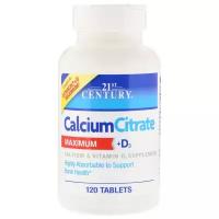 21st Century Calcium Citrate Maximum (Цитрат кальция максимум) + D3 120 таблеток