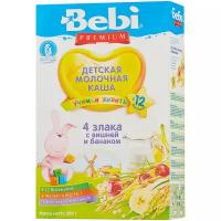 Каша Bebi молочная 4 злака с вишней и бананом, с 12 месяцев, 200 г