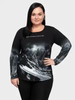 Лонгслив женский PLUS Size с принтом Туманные скалы 4XL