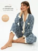 Пижама женская с брюками и рубашкой для сна, домашняя одежда 44/L размер