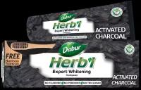 Зубная паста c активированным углем Дабур + зубная щётка (Dabur Herb'l Activated Charcoal) 150 гр