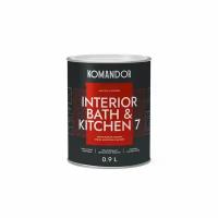 Краска интерьерная влагостойкая Komandor Interior Bath&Kitchen 7, матовая, база А, белая, 0,9 л