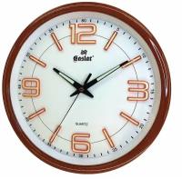 Часы настенные круглые бесшумные с плавным ходом со светонакопителем Gastar 835 YG B тёмный циферблат диаметр 33 см