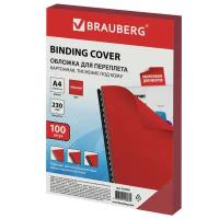 BRAUBERGдвухсторонняя для переплета A4 230 г/м², картон, тиснение под кожукрасный100 шт