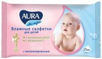 Детские влажные салфетки AURA Влажные салфетки Aura Ultra Comfort, детские, 15 шт