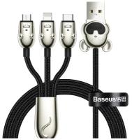 Кабель Baseus Three Mouse 3-in-1 Cable Micro-USB+Lightning+Type-C 3.5A 1.2m Черный CAMLT-MU01