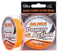 Шнур рыболовный плетеный Akara Power Action X-4 Orange 135 м 0,18