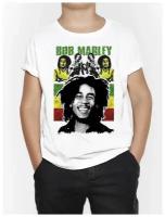 Футболка DreamShirts Studio Боб Марли / Bob Marley Для мальчиков Для девочек Детская одежда Белая 13-14 лет