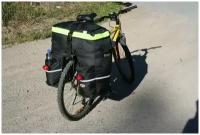Велосумка, велобаул, сумка на багажник, ПИК-99, ТРЕК-62, для начинающих велотуристов, лимонные вставки