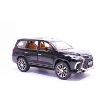 Машинка металлическая модель Лексус Lexus LX 570 1:24 21 см Черный, инерционная со световыми и звуковыми эффектами