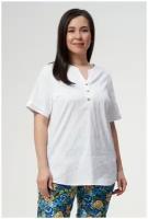 Блузка-рубашка белая летняя офисная повседневная короткий рукав plus size (большие размеры)