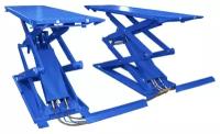 Подъемник ножничный короткий, напольный KraftWell KRW3FS/220_blue г/п 3 т