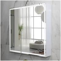 Зеркало-шкаф La Tezza с подсветкой, включатель датчик движения, розетка, универсальный, 800х800х150 (ШВГ), белый