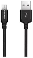 Дата-кабель USB 2.1A для micro USB More choice K12m нейлон 1м Black