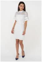 Белое платье с рюшами и кружевом АДЛ 12433903000 Белый 46