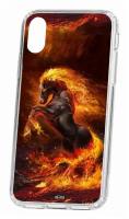 Чехол для iPhone X/XS Kruche Print Конь огонь, противоударная пластиковая накладка с рисунком, защитный силиконовый бампер с принтом и защитой камеры