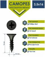 Саморез Daxmer 3,5х16 по металлу фосфатированный (400 шт)