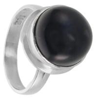 Серебряное кольцо 'Ордо' с чёрной жемчужиной