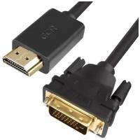 Greenconnect Кабель HDMI-DVI 1.8m черный, OD7.3mm, 28/28 AWG, позолоченные контакты, 19pin AM / 24+1M AM double link, тройной экран