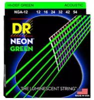 DR NGA-12 HI-DEF NEON GREEN 12-54 струны для акустической гитары с люминисцентным покрытием