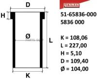 105,00 Mm. Гильза K=108,006, L=227, H=5,1, D=109,4