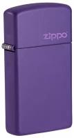 Оригинальная бензиновая зажигалка ZIPPO Slim® 1637ZL ZIPPO Logo с покрытием Purple Matte