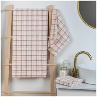 Набор полотенец для ванной Fiona L+2xS, 72x34, 140x70, хлопок, розовая клетка