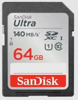 Карта памяти SanDisk Ultra SDXC 64 ГБ 140MB/s Class 10 UHS-I (SDSDUNB-064G-GN6IN)