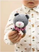 Прорезыватель детский мишка розовый от Yuvi toys/для малыша/колечко прорезыватель/грызунок вязаный/грызунок на кольце/для зубов