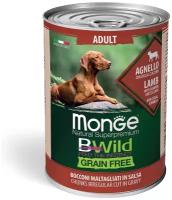 Monge Dog BWild GRAIN FREE беззерновые консервы из ягненка с тыквой и кабачками 400г