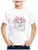 Детская футболка Графика. Кошка с цветами