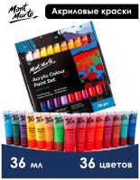 Акриловые краски набор для рисования 36 цветов по 36 мл художественные профессиональные в тубах для начинающих и опытных художников Premium Австралия