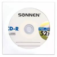 Диск CD-R SONNEN, 700 Mb, 52x, бумажный конверт (1 штука), 512573