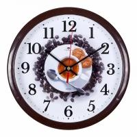 Часы настенные Рубин круглые 22 см, корпус коричневый 