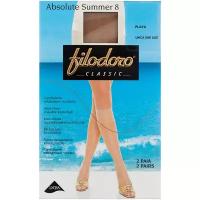 Тонкие капроновые женские гольфы 2 пары в комплекте Filodoro Classic Absolute 8 Gambaletto, размер uni, цвет Телесный