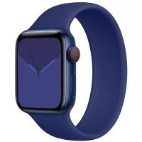 Силиконовый ремешок для Apple Watch 42-44-45 mm, Series 1-7, SE/ Сменный монобраслет без застежки для смарт часов Эпл Вотч 42-45 мм, M (Midnight Blue)