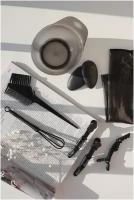 Набор парихмахерских инструментов - накидка + прищепки + кисть + миска + венчик