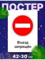 Постер для автошколы дорожные знаки, ПДД, А3, 42х30 см